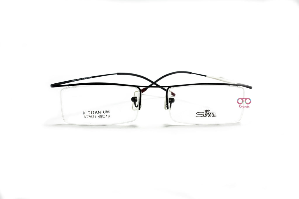  Rectangle & Half Black Frame with Metal Sides Eyeglasses #7621