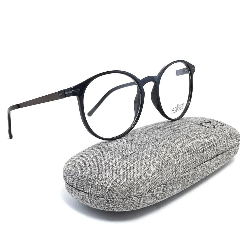 سيلوت Black Round Frame with Metal Sides Eyeglasses Spx2960