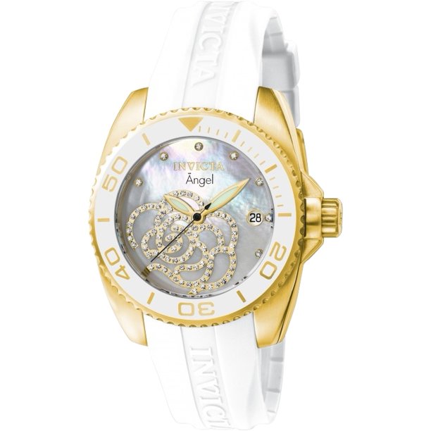 Invicta Angel Mother of Pearl Dial White Rubber Ladies Watch